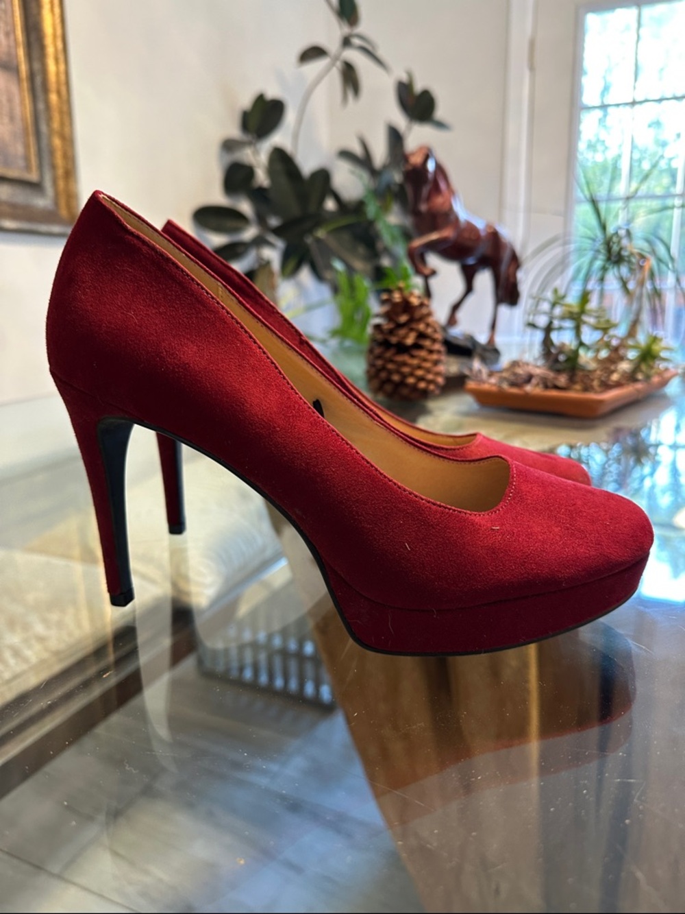 Chinese Laundry Red Suede Platform Stiletto Pumps